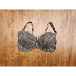 Vintage Victoria Secret Bra 36D Floral Lace Rosette Push Up Underwire 3623 Satin